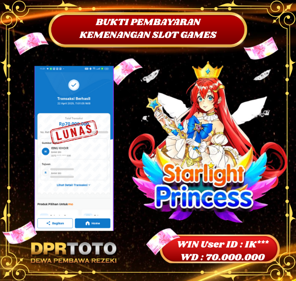 KEMENANGAN BESAR SLOT STARLIGHT PRINCESS Rp.70.000.000 - LUNAS